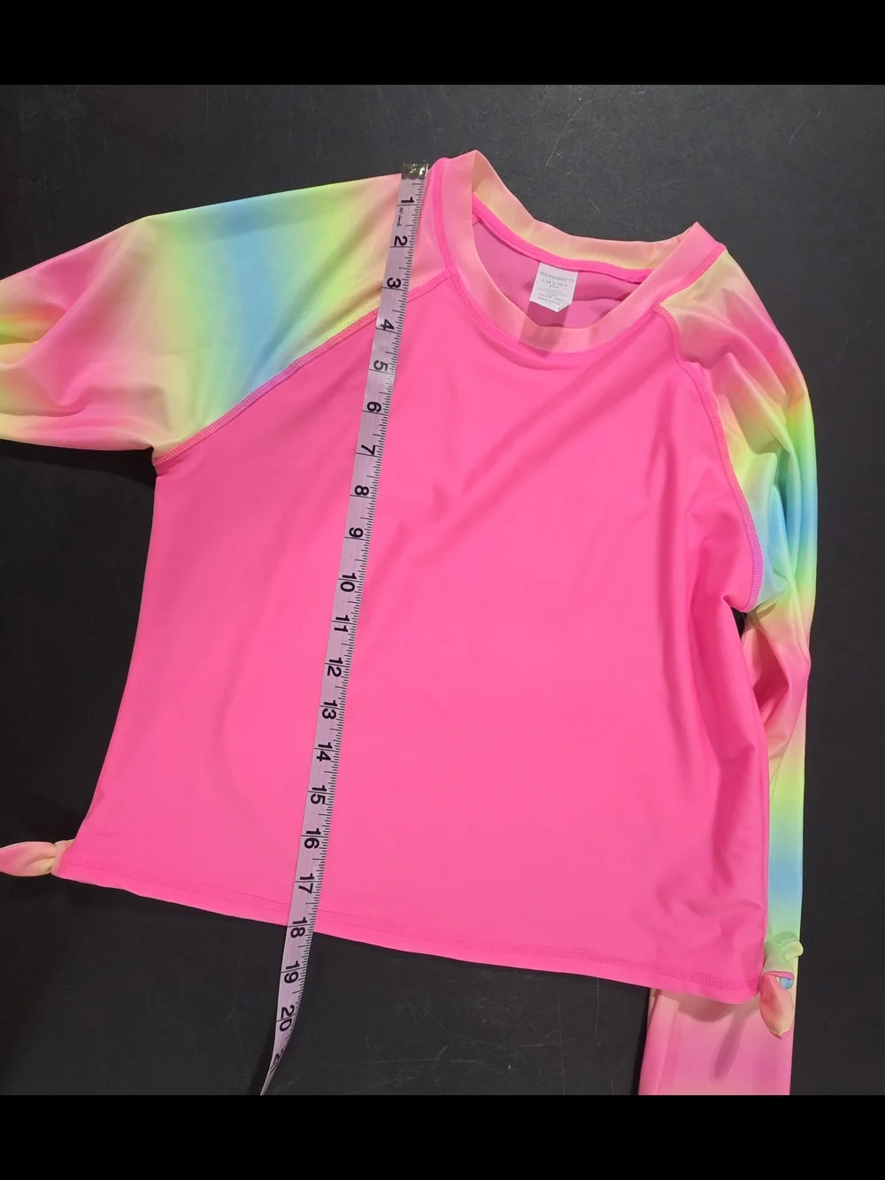 Kids Neon Pink Rainbow Long Sleeve Rash Guard Swim Set